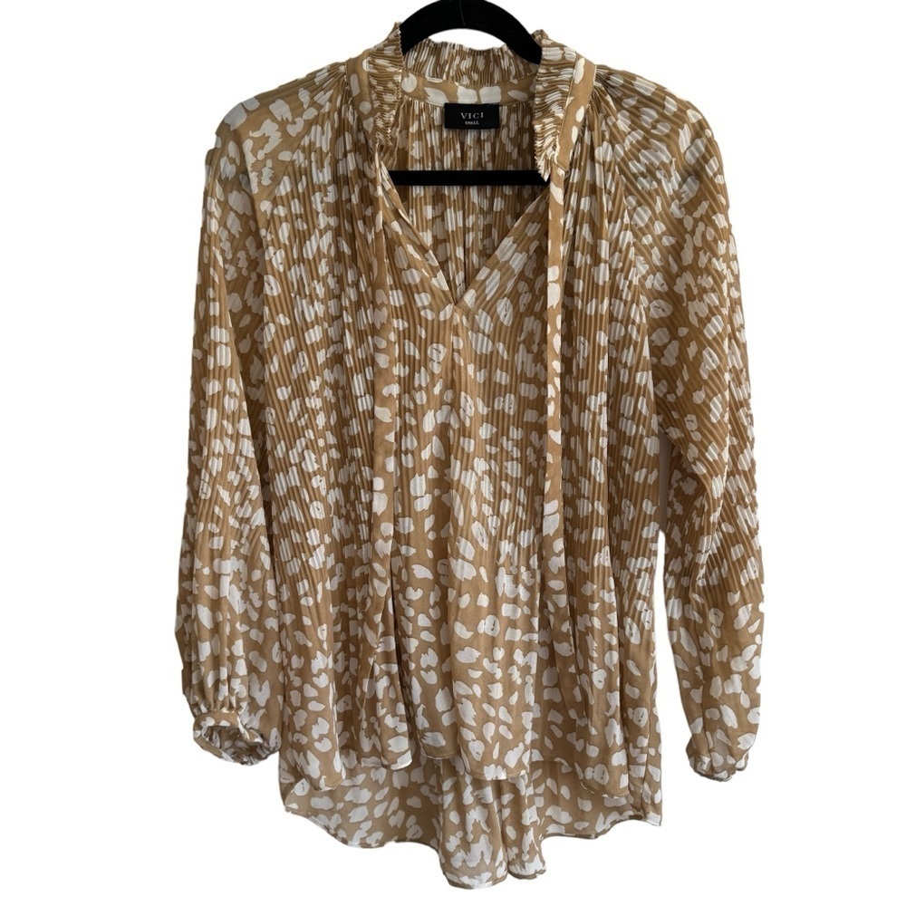VICI Animal Print Tie Neck Blouse, Size S